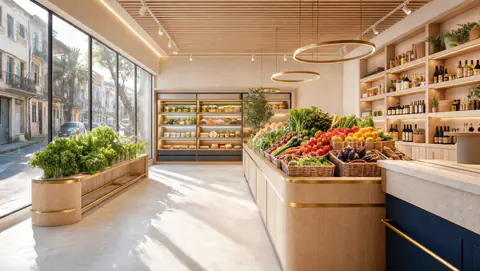 The fresh food shop by the street window