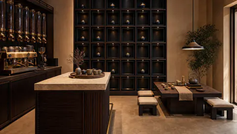 The tea and coffee shop with a tea table