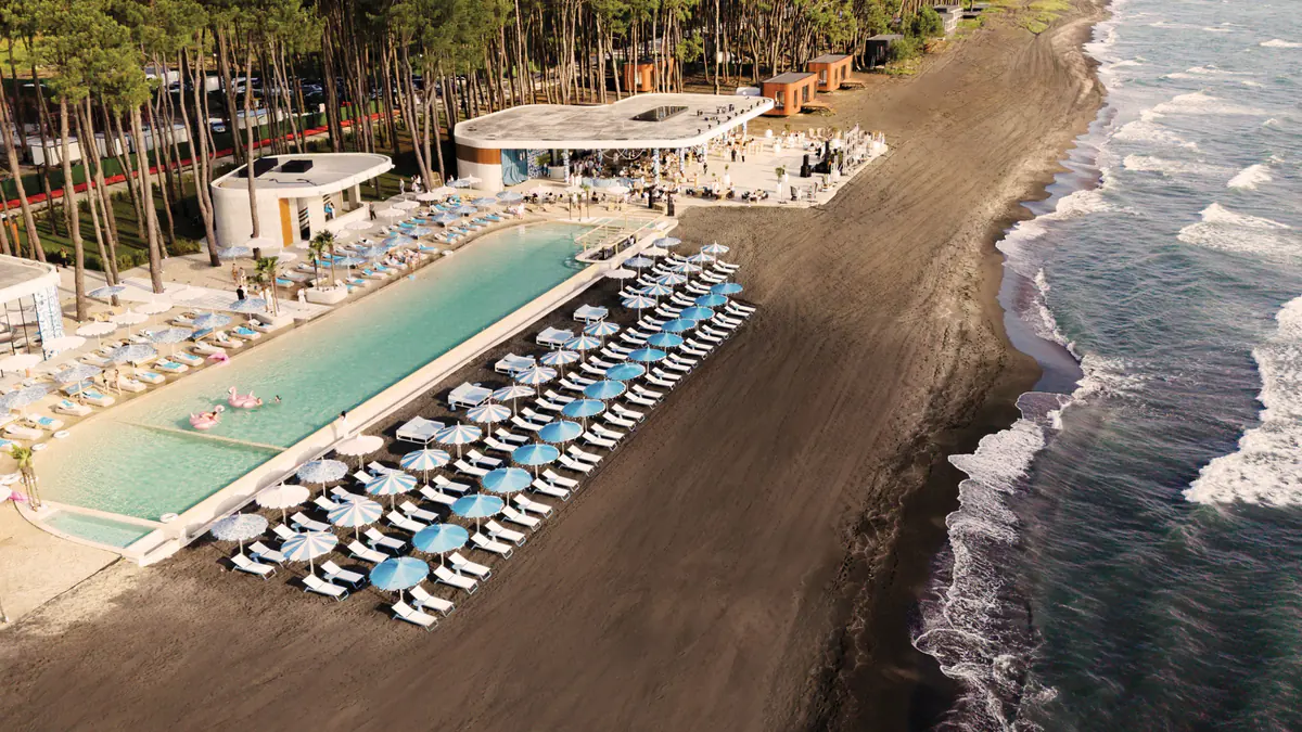 The beach club on the Shekvetili site from the air, the residential blocks are not in this frame